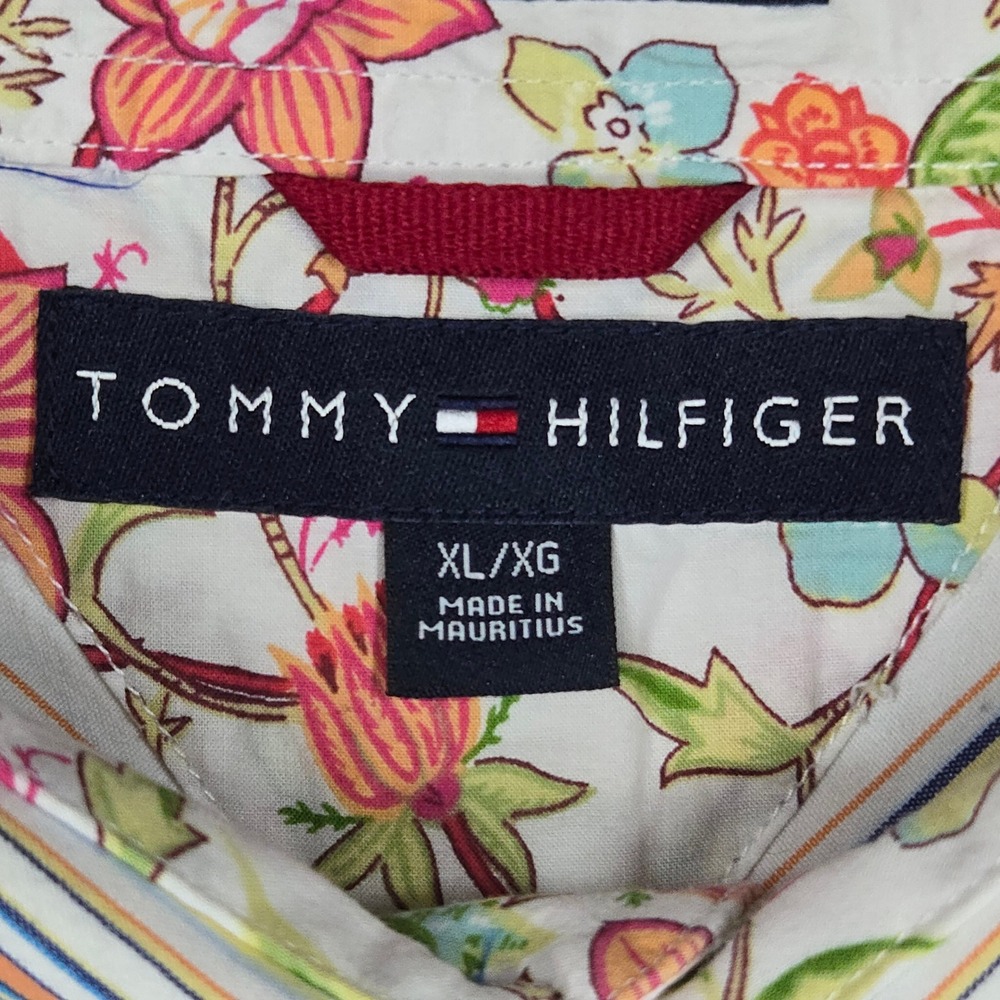 Tommy‎ Hilfiger Mens XL Striped Button Up Shirt 80s 2 Ply Fabric Cotton - Picture 8 of 13
